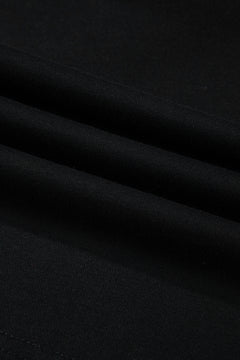 Black Solid Drop Shoulder Drawstring Cropped Hoodie