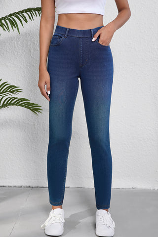 Ashleigh Blue Multiple Pockets Straight Leg Washed Stretchy Knit Casual...
