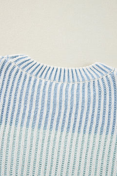 Multicolour Colorblock Textured Knit Bubble Sleeve Sweater