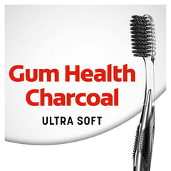 Colgate Gum Health Charcoal Toothbrush with Ultra Soft Floss Tip Bristles, Extra Soft for Sensitive Gums and Teeth, 4 Pack