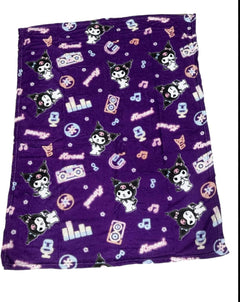 Kuromi & Friends Soft Silky Fleece Throw 40"x50" Kids Blanket “Neon Kuromi”