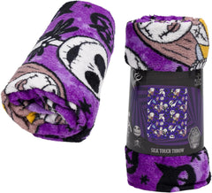 Northwest Disney Nightmare Before Christmas Silk Throw Blanket 40"" x 50"", Single, Purple, 91979