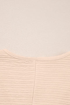 Apricot Textured V Neck T Shirt and Shorts Set