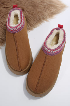 Chestnut Contrast Print Suede Plush Lined Snow Boots