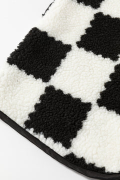 Black Checkered Sherpa Collared Jacket Vest